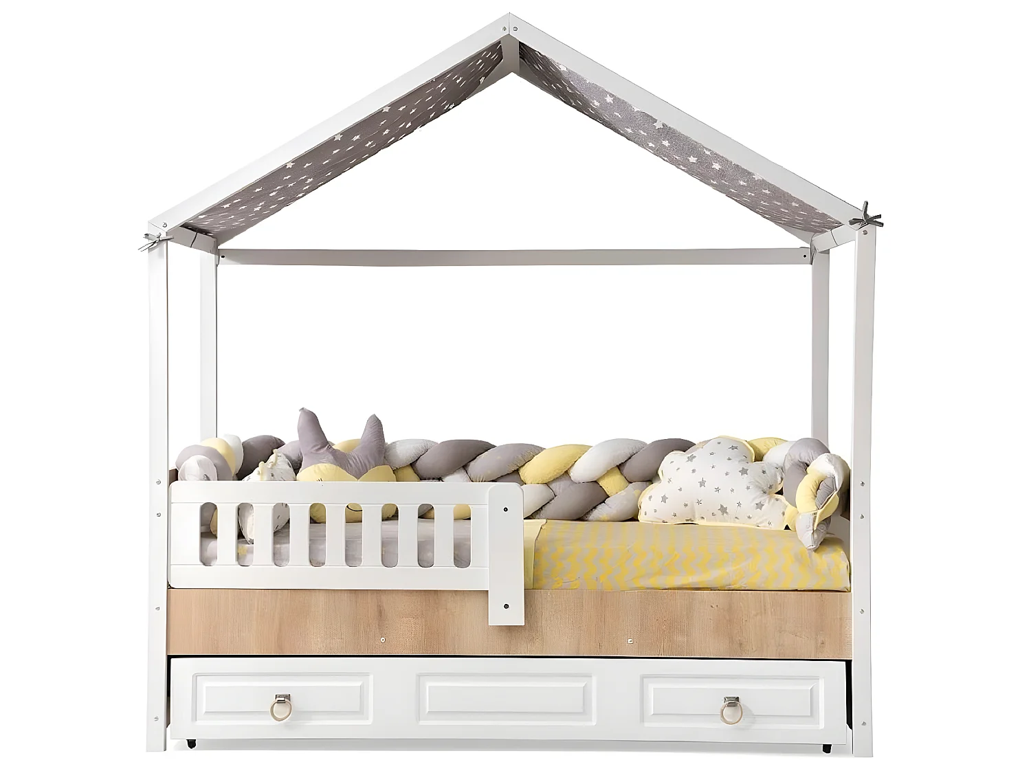 Bettrahmen Perfekte Kinderbett Kinderzimmer Bettgestelle Helles Holz (1-tlg., 1x Bett)