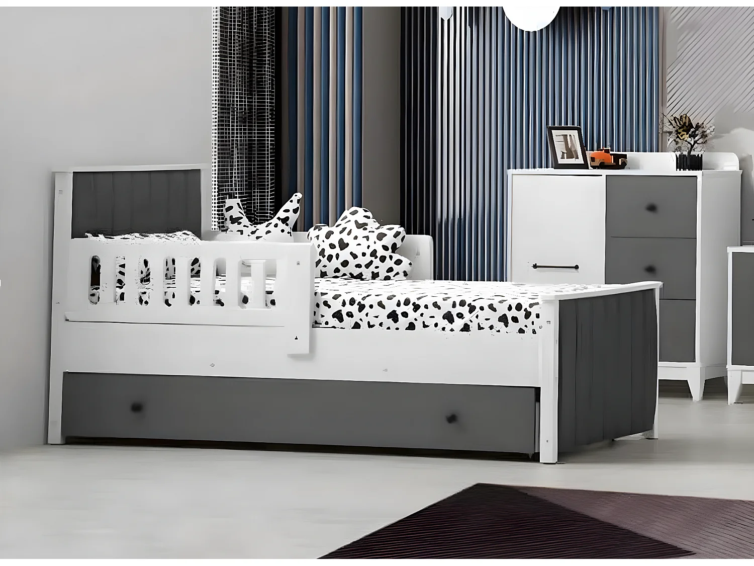 Kinderbett Bett Kinderzimmer Kinderzimmermöbel Bettrahmen Weiße Holz (1-tlg., 1x Bett)