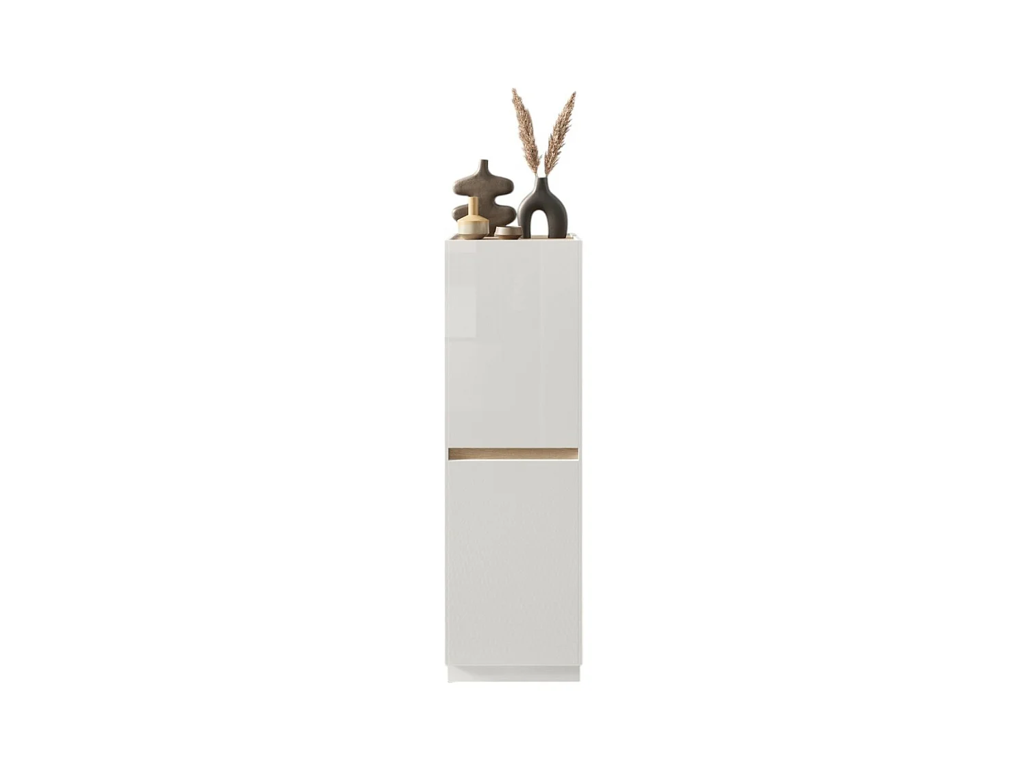 Meuble de rangement FANZY – 2 portes – Blanc laqué & chêne clair – Design moderne et fonctionnel