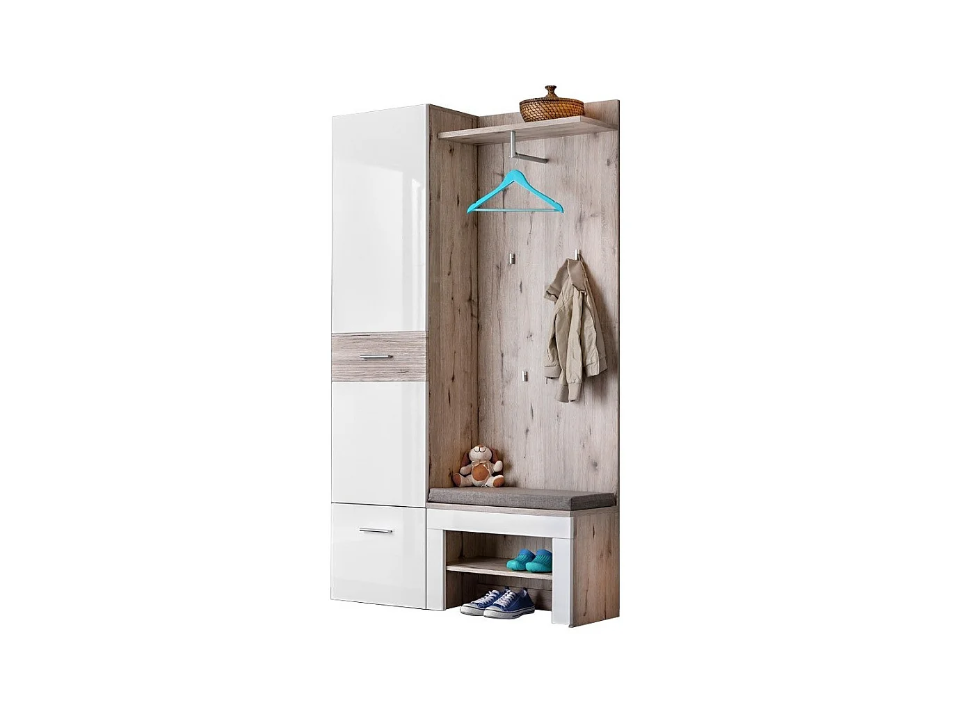 Meuble d'entrée - ONYX 5 - Coloris chêne et blanc