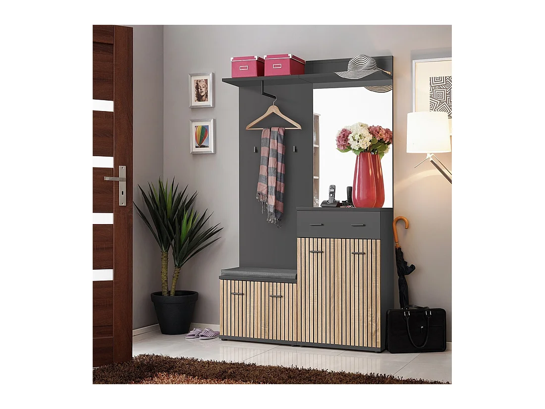 Meuble d'entrée POLO – Meuble à chaussures, commode, miroir et penderie