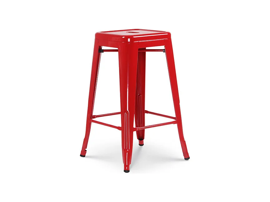 Tabouret de bar style industriel rouge brillant - Hauteur 66 cm