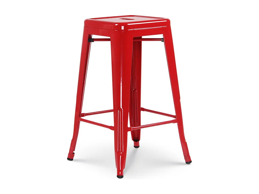 Tabouret de bar style industriel rouge brillant - Hauteur 66 cm