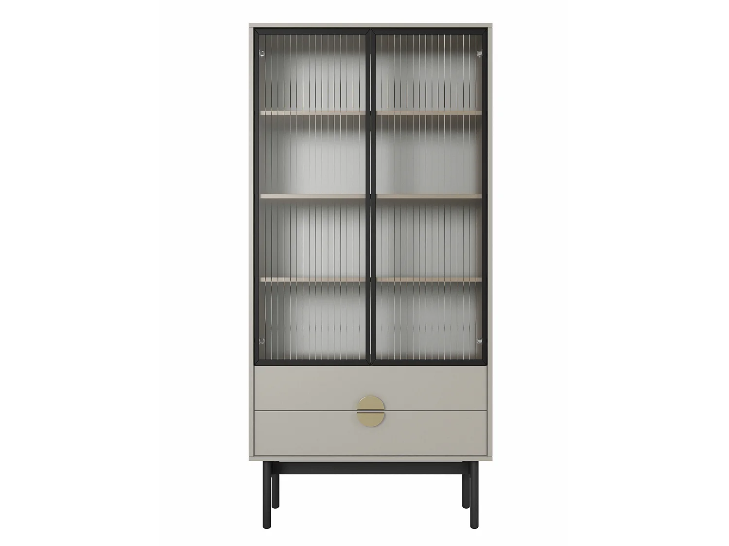 Vitrine haute - 85 cm - avec quatre étagères et tiroirs - taupe (gris-beige) - STOON