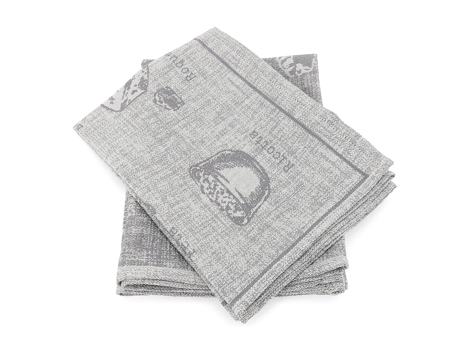 Lot de 2 torchons de cuisine pur coton 50x70 cm motif fromage collection CHEESE gris