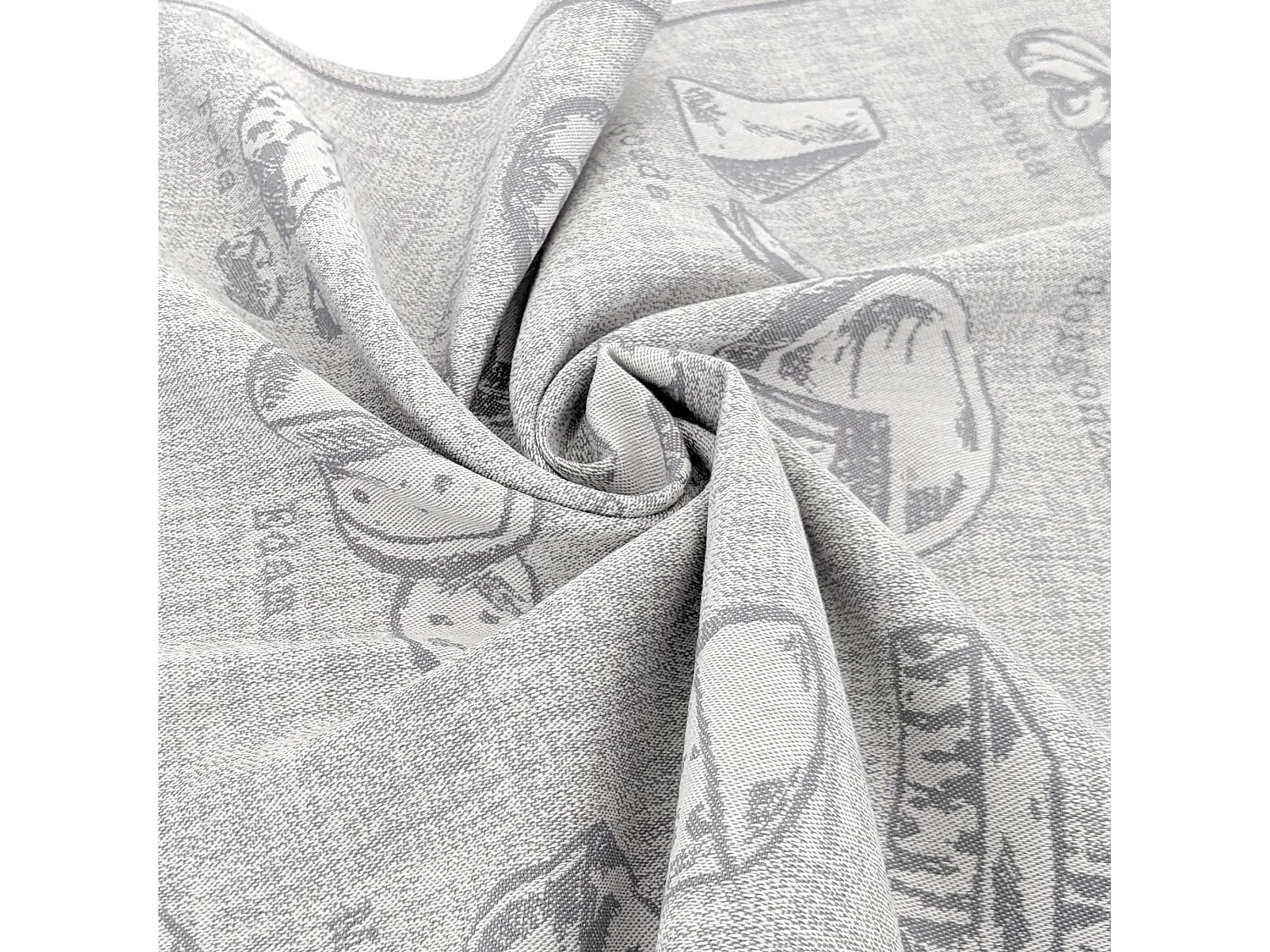 Lot de 2 torchons de cuisine pur coton 50x70 cm motif fromage collection CHEESE gris