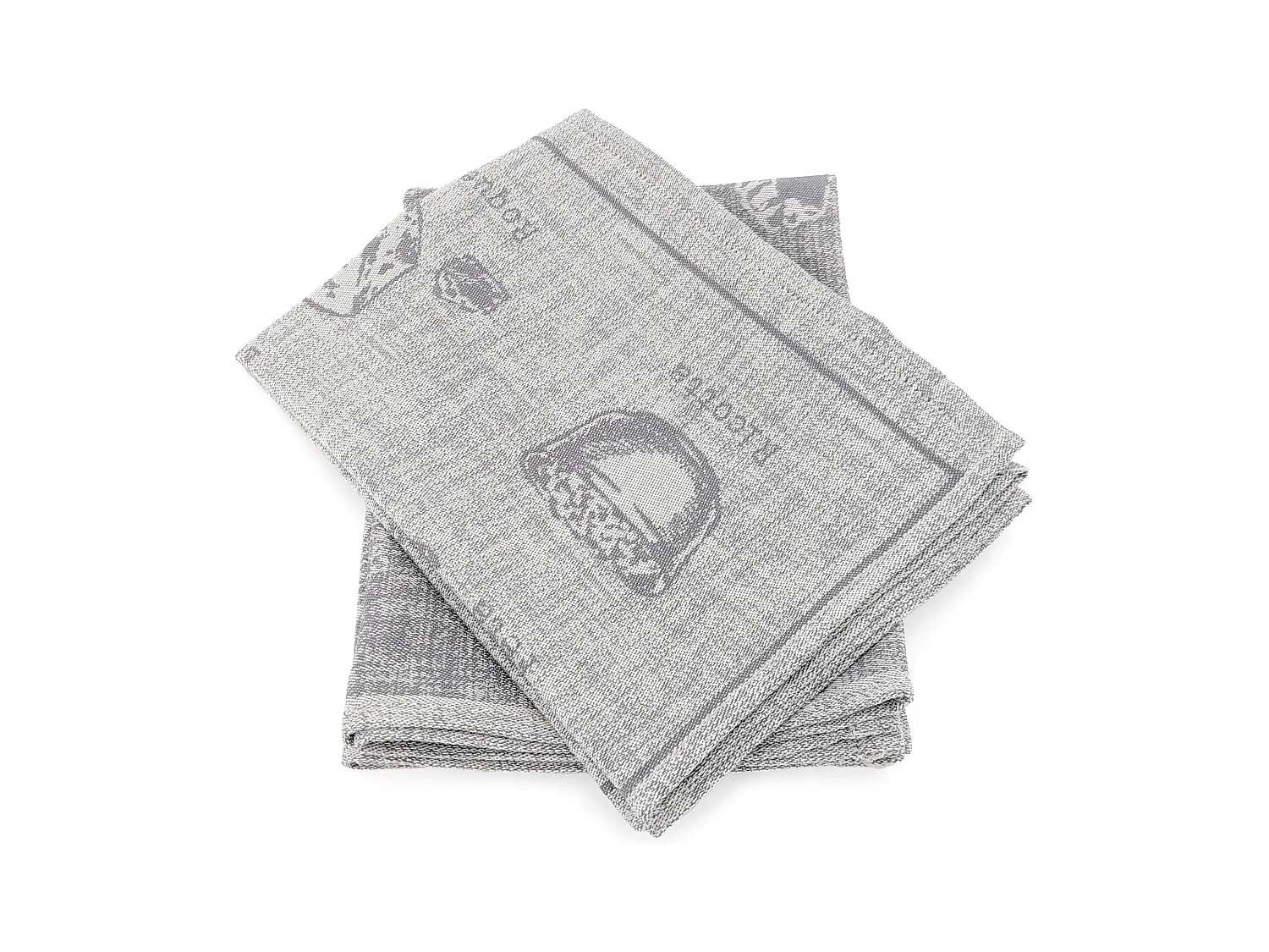 Lot de 2 torchons de cuisine pur coton 50x70 cm motif fromage collection CHEESE gris
