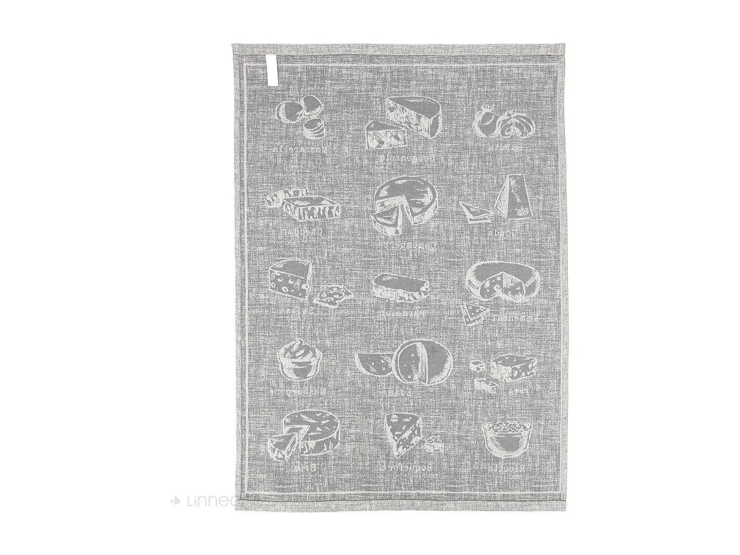 Lot de 2 torchons de cuisine pur coton 50x70 cm motif fromage collection CHEESE gris