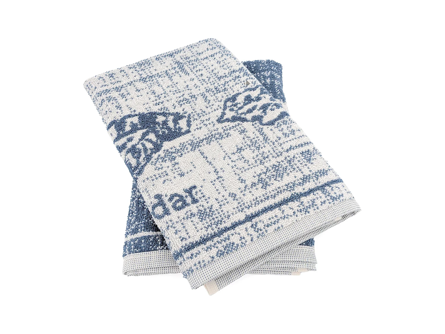 Lot de 2 torchons de cuisine pur coton 50x50 cm motif fromage collection CHEESE bleu