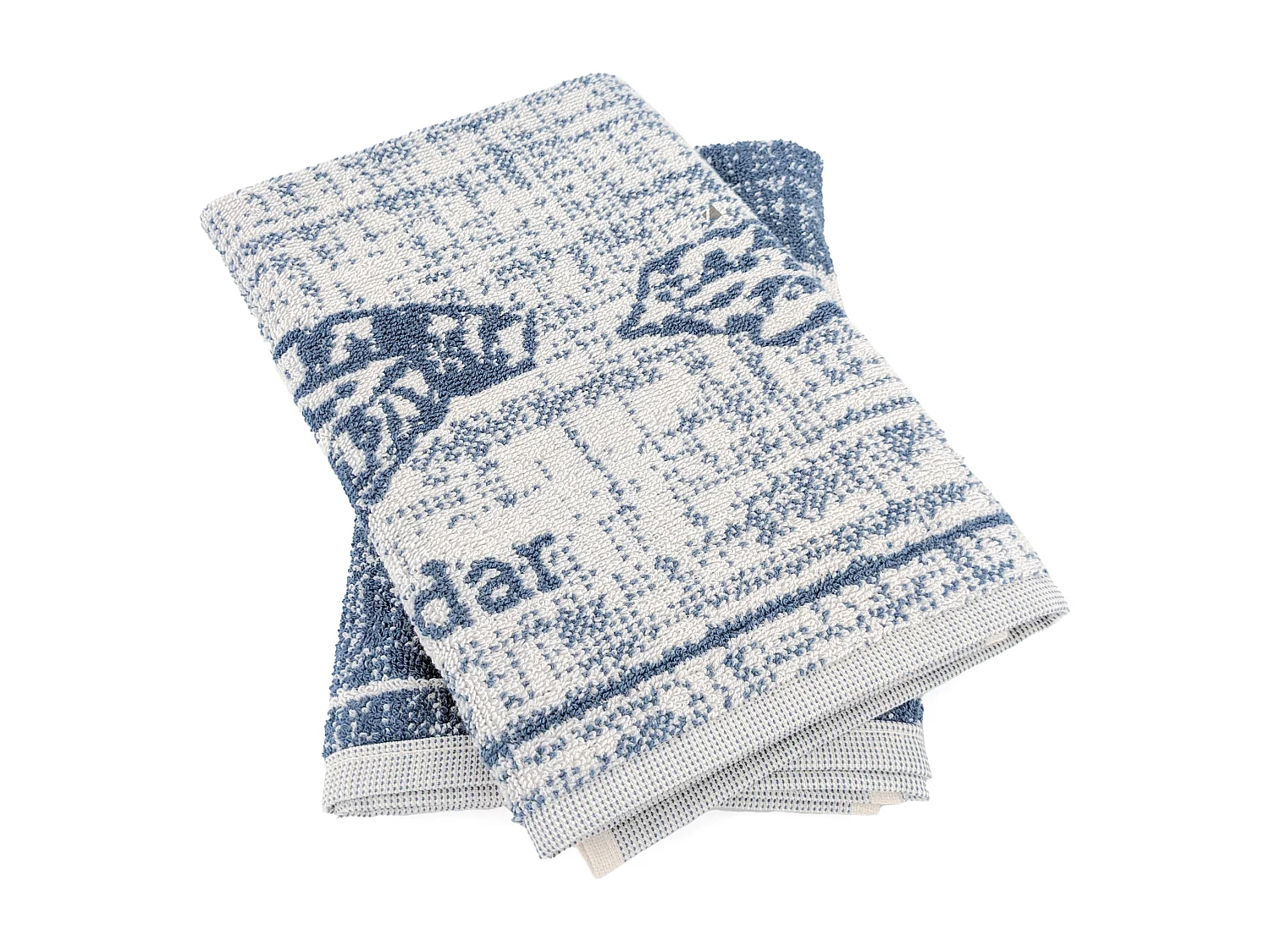 Lot de 2 torchons de cuisine pur coton 50x50 cm motif fromage collection CHEESE bleu