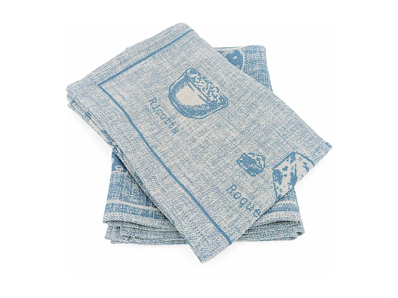 Lot de 2 torchons de cuisine pur coton 50x70 cm motif fromage collection CHEESE bleu