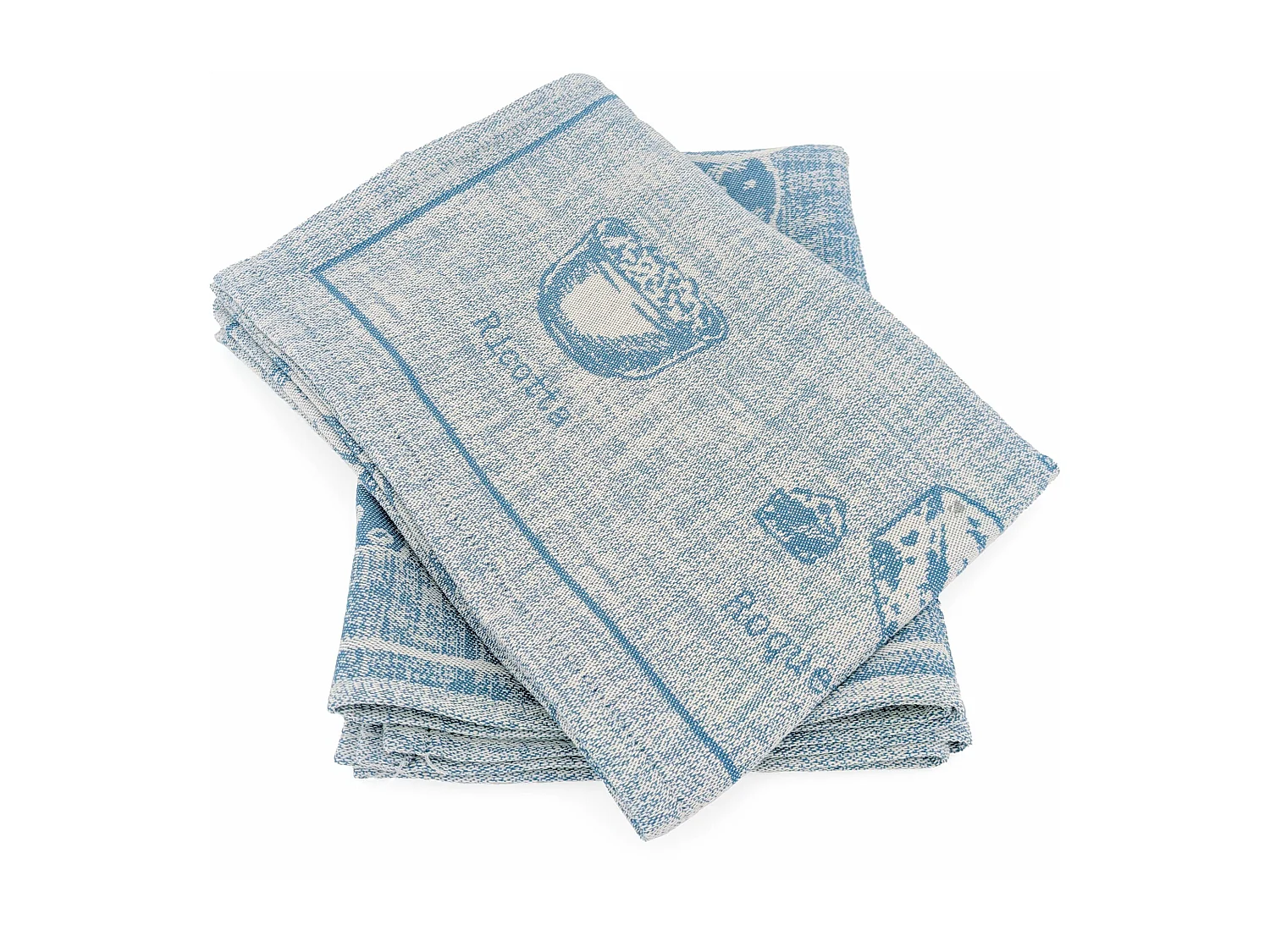 Lot de 2 torchons de cuisine pur coton 50x70 cm motif fromage collection CHEESE bleu
