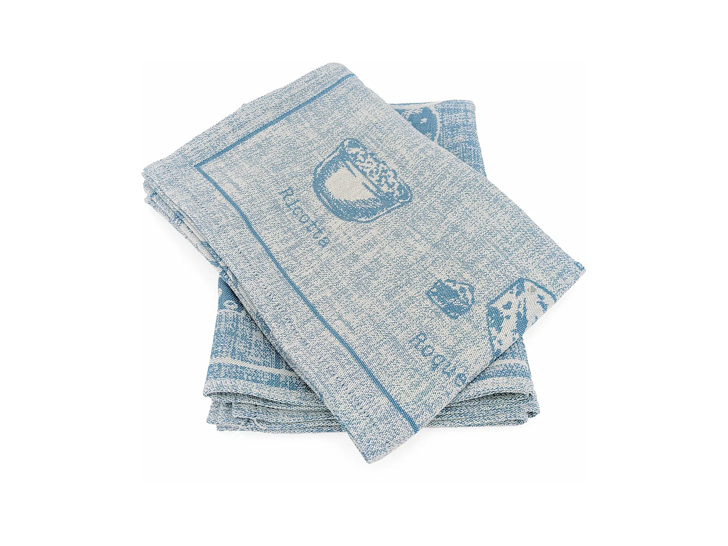 Lot de 2 torchons de cuisine pur coton 50x70 cm motif fromage collection CHEESE bleu