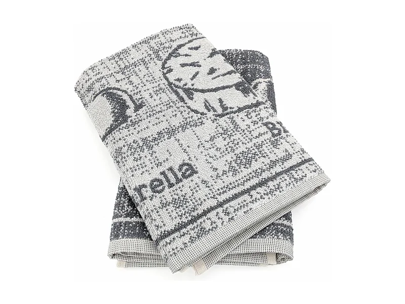 Lot de 2 torchons de cuisine pur coton 50x50 cm motif fromage collection CHEESE gris