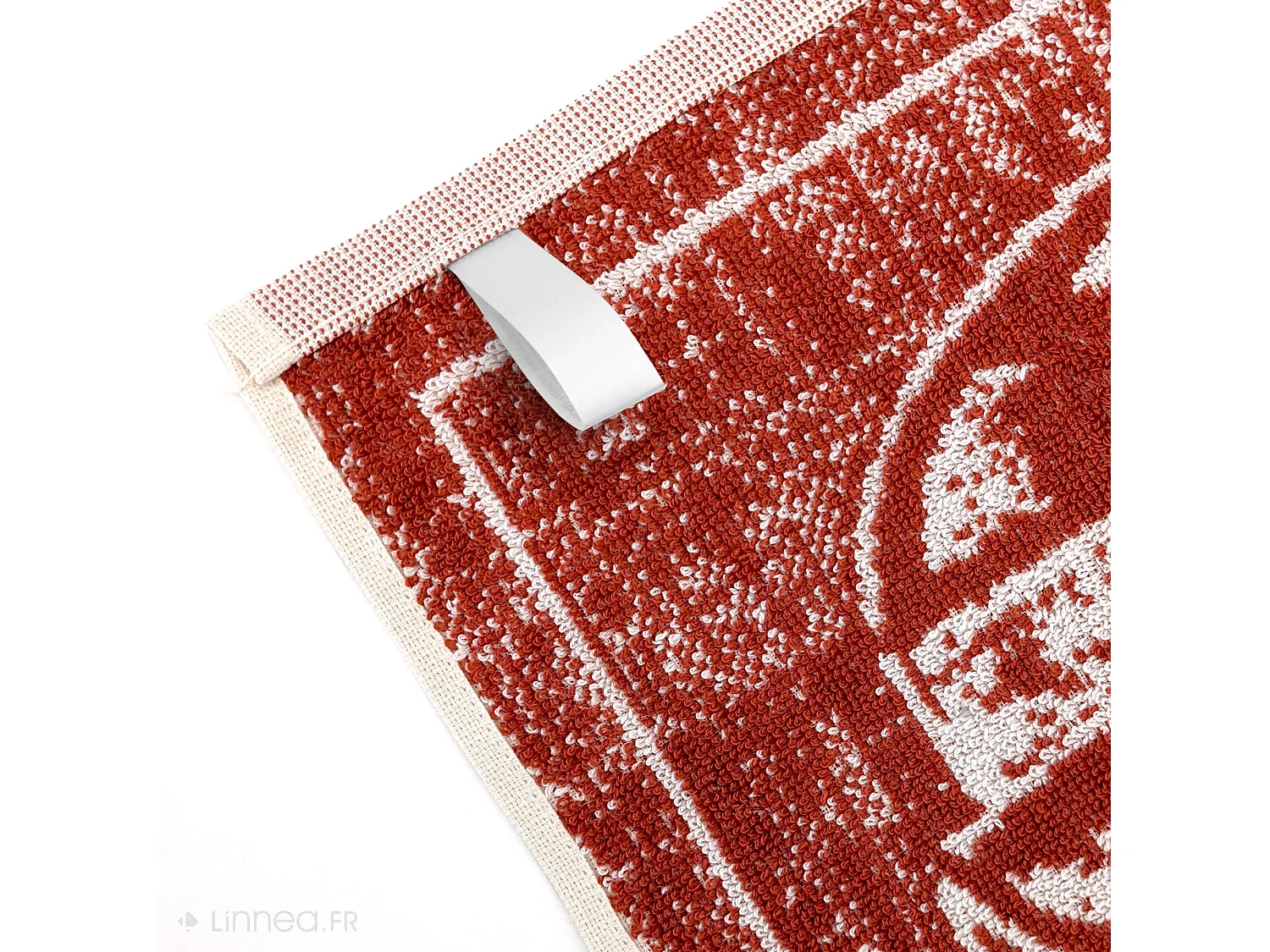 Lot de 2 torchons de cuisine pur coton 50x50 cm motif fromage CHEESE rouge