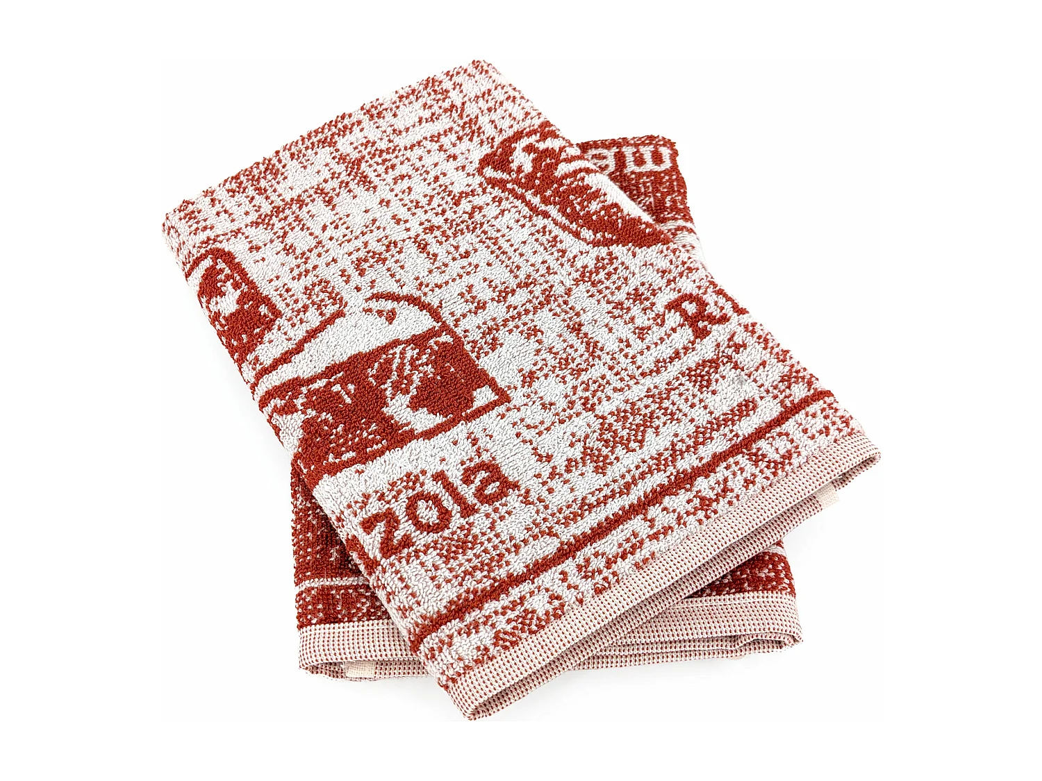 Lot de 2 torchons de cuisine pur coton 50x50 cm motif fromage CHEESE rouge