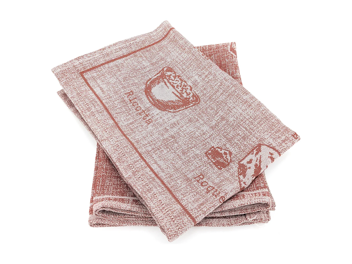 Lot de 2 torchons de cuisine pur coton 50x70 cm motif fromage CHEESE rouge