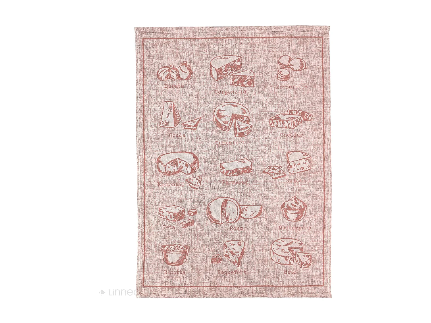 Lot de 2 torchons de cuisine pur coton 50x70 cm motif fromage CHEESE rouge