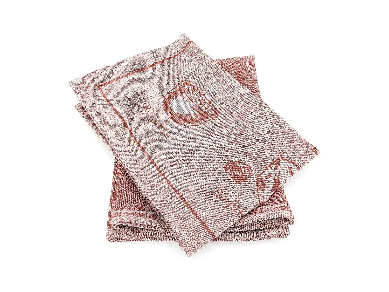Lot de 2 torchons de cuisine pur coton 50x70 cm motif fromage CHEESE rouge