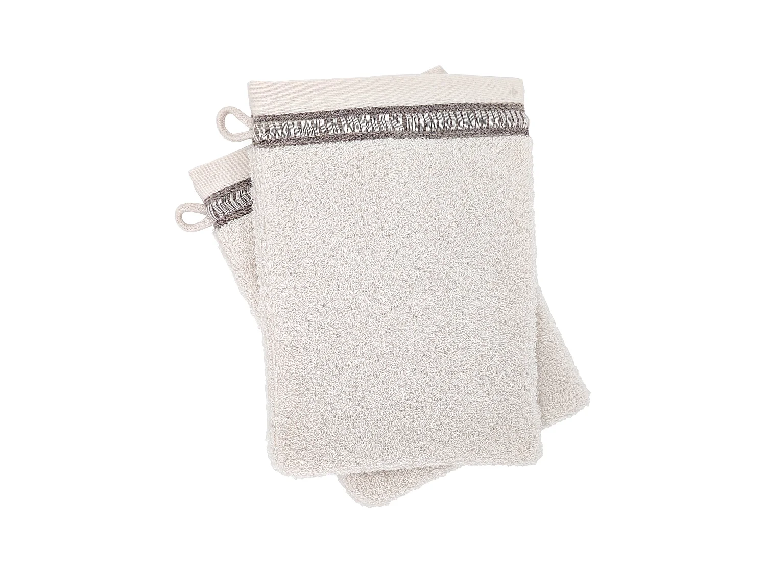Lot de 2 gants de toilette pur coton 16x21 cm collection DRY beige