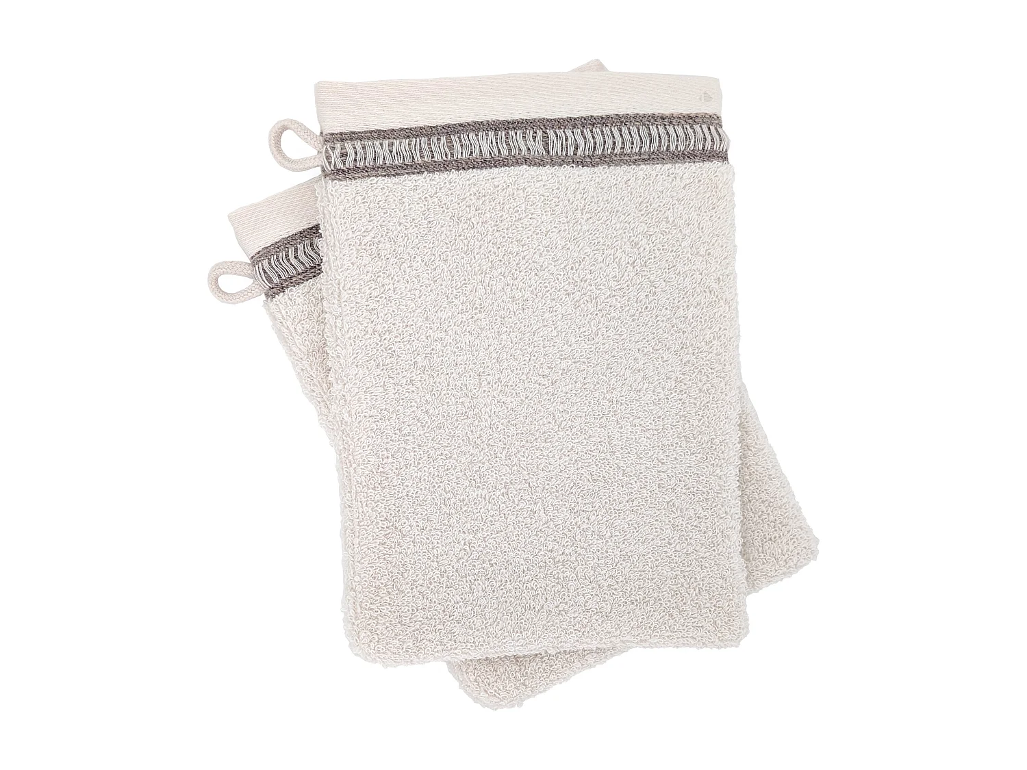 Lot de 2 gants de toilette pur coton 16x21 cm collection DRY beige