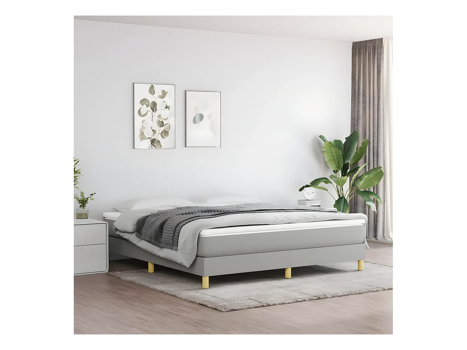 Lit adulte Gris clair 180x200 cm Tissu BE4800