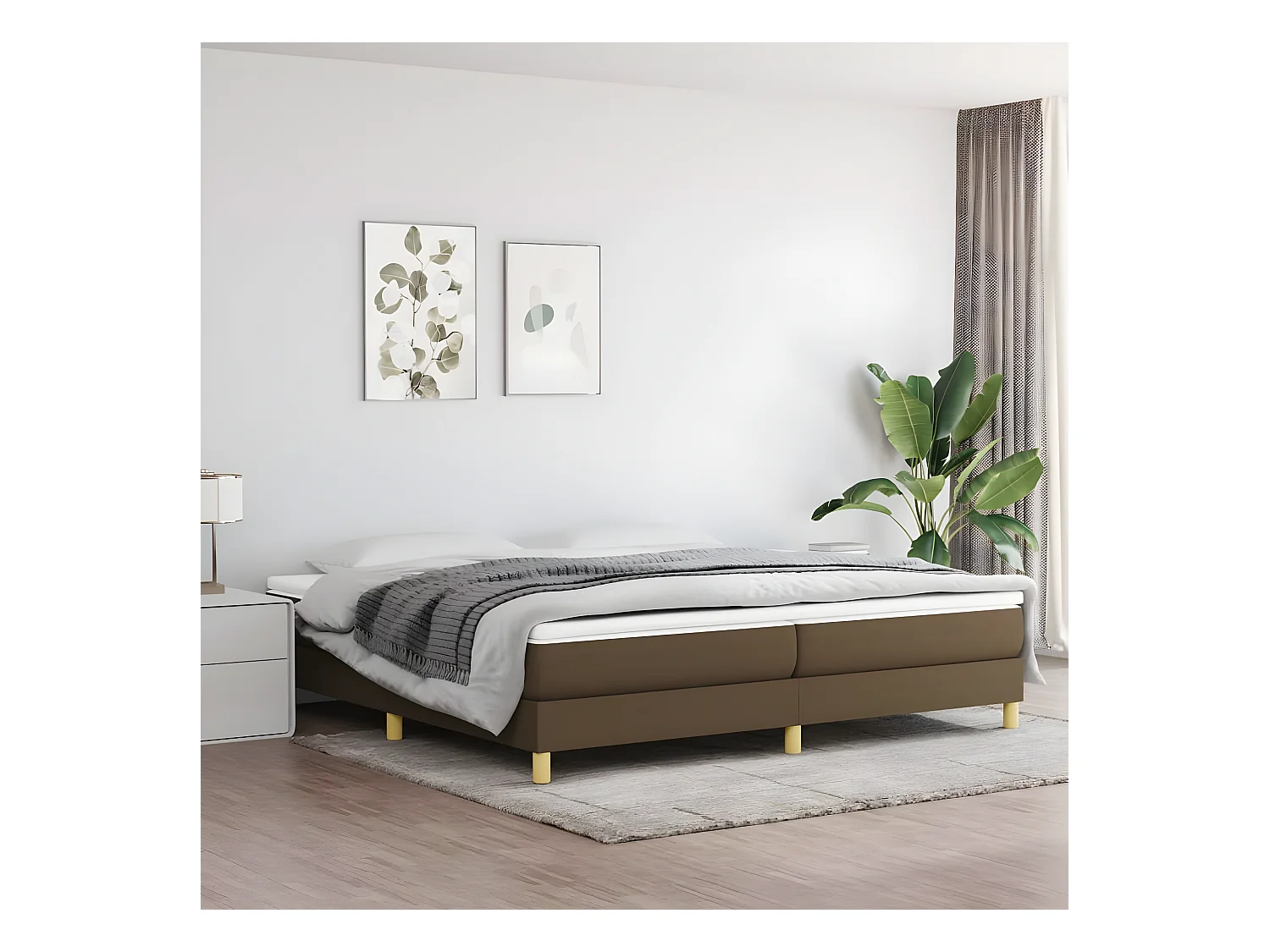 Bedframe stof donkerbruin 200x200 cm NL57856