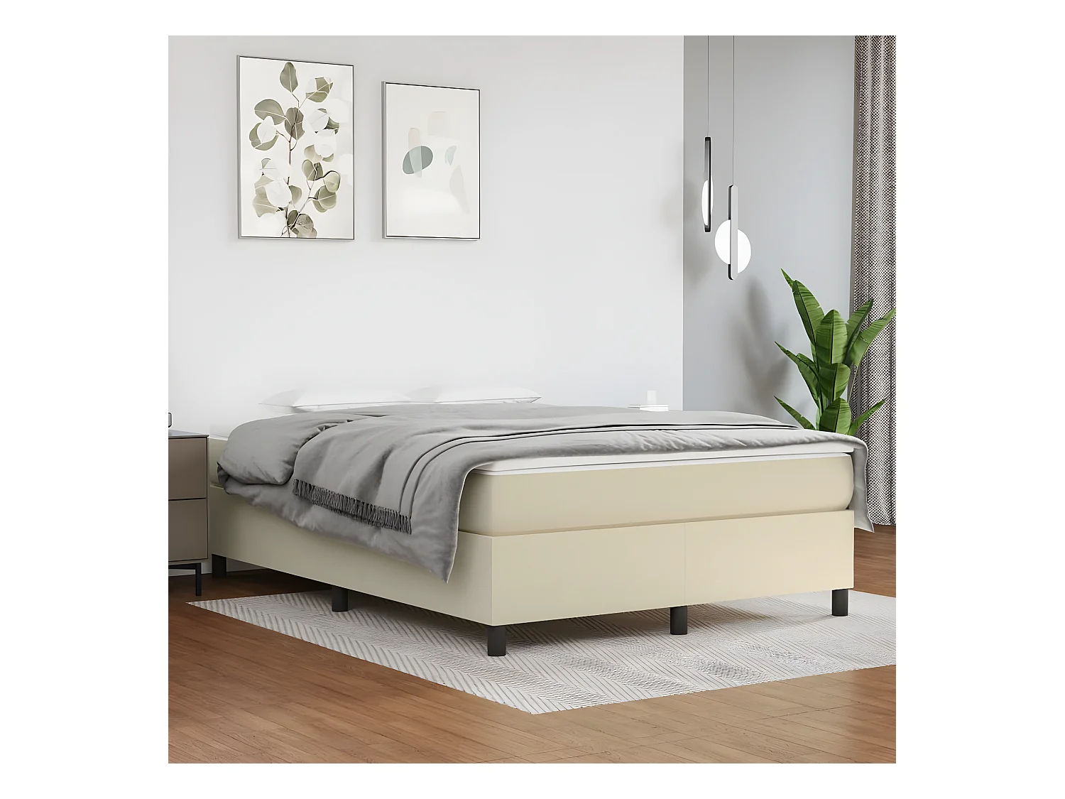 Bedframe kunstleer crèmekleurig 140x200 cm NL29697