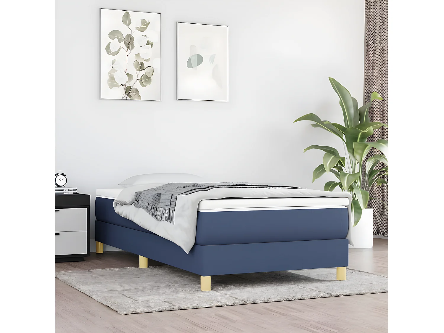 Lit adulte Bleu 100 x 200 cm Tissu BE8065