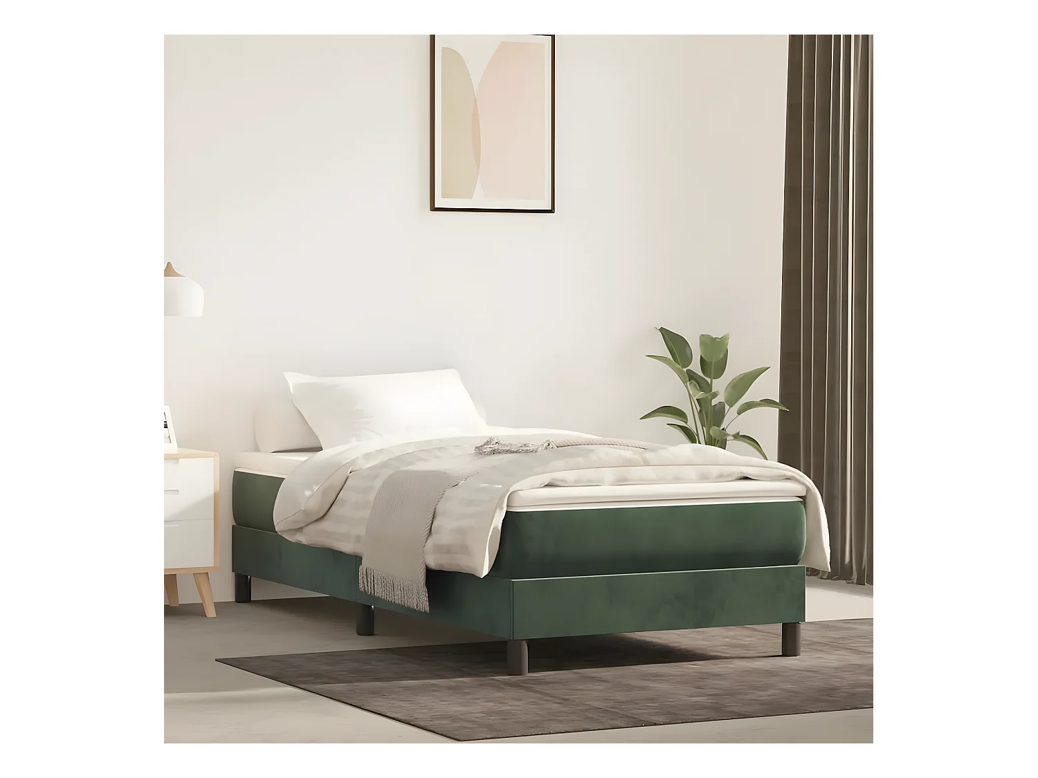 Lit adulte Vert foncé 90x190 cm Velours BE4885