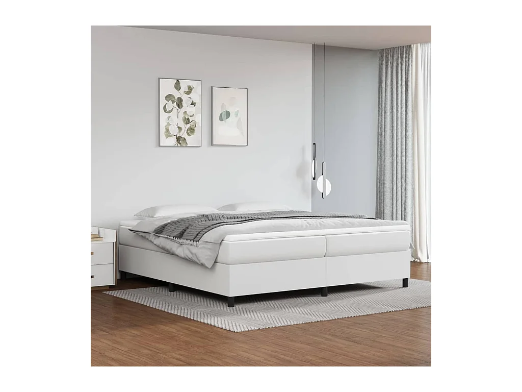 Lit adulte Blanc 200x200 cm Similicuir BE9409