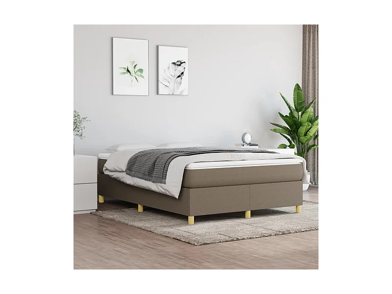 Lit adulte Taupe 140x190 cm Tissu BE3438