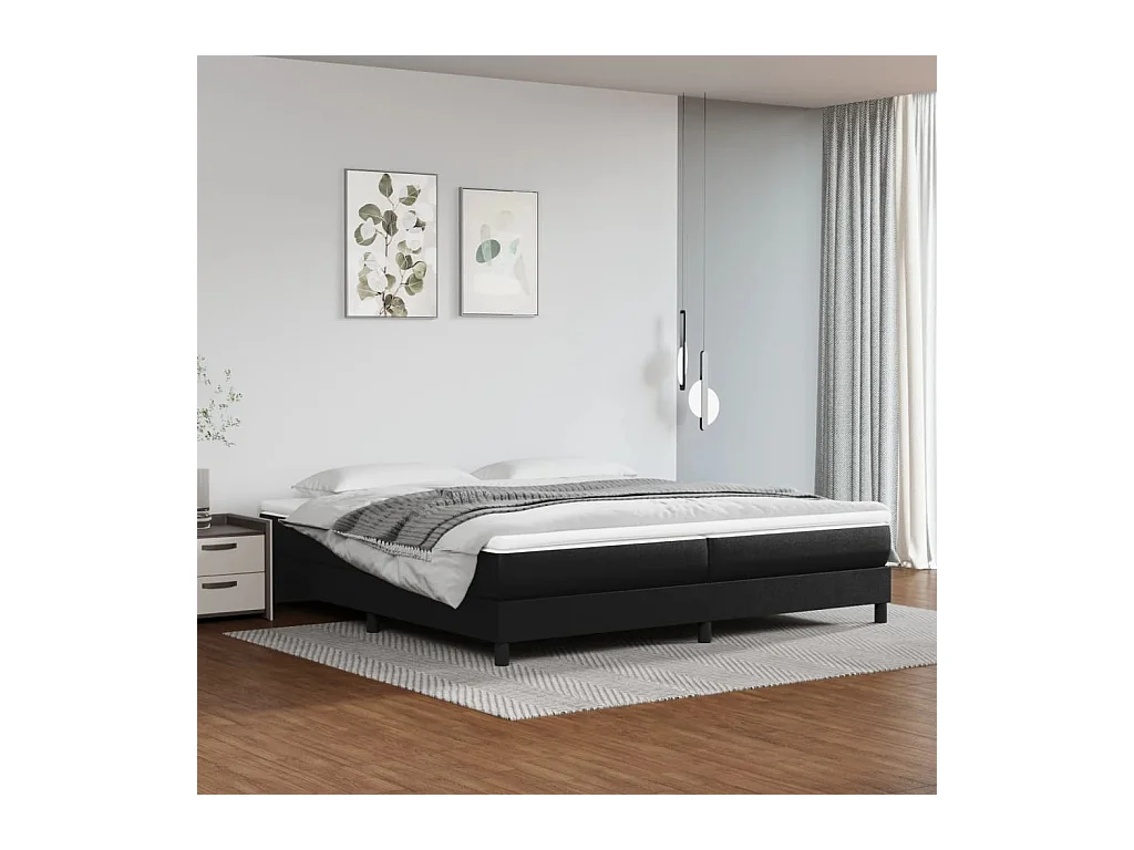 Lit adulte Noir 200x200 cm Similicuir BE1115