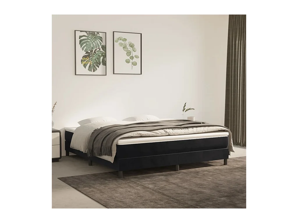 Lit adulte Noir 180 x 200 cm Velours BE5805