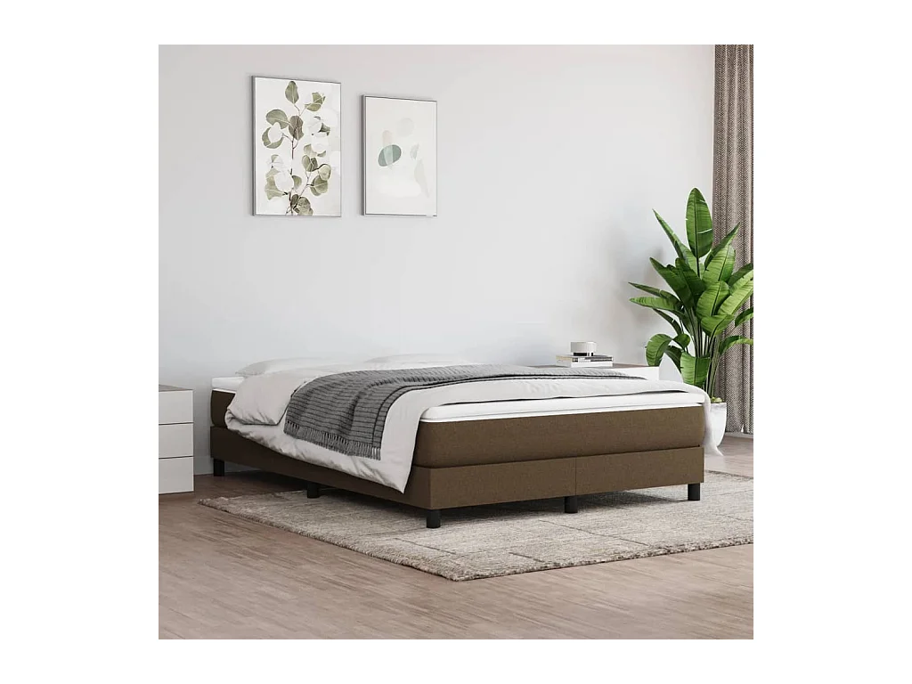 Lit adulte Marron foncé 140x200 cm Tissu BE9564