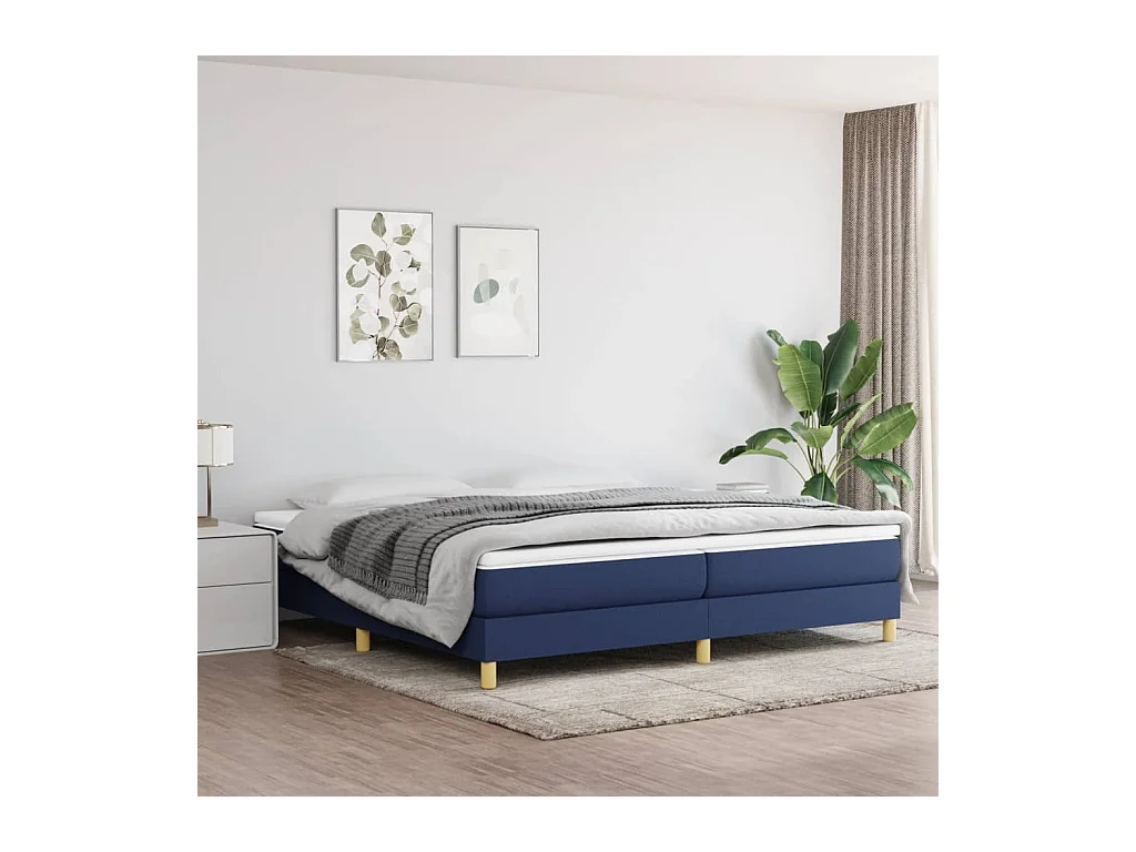 Lit adulte Bleu 200x200 cm Tissu BE5522