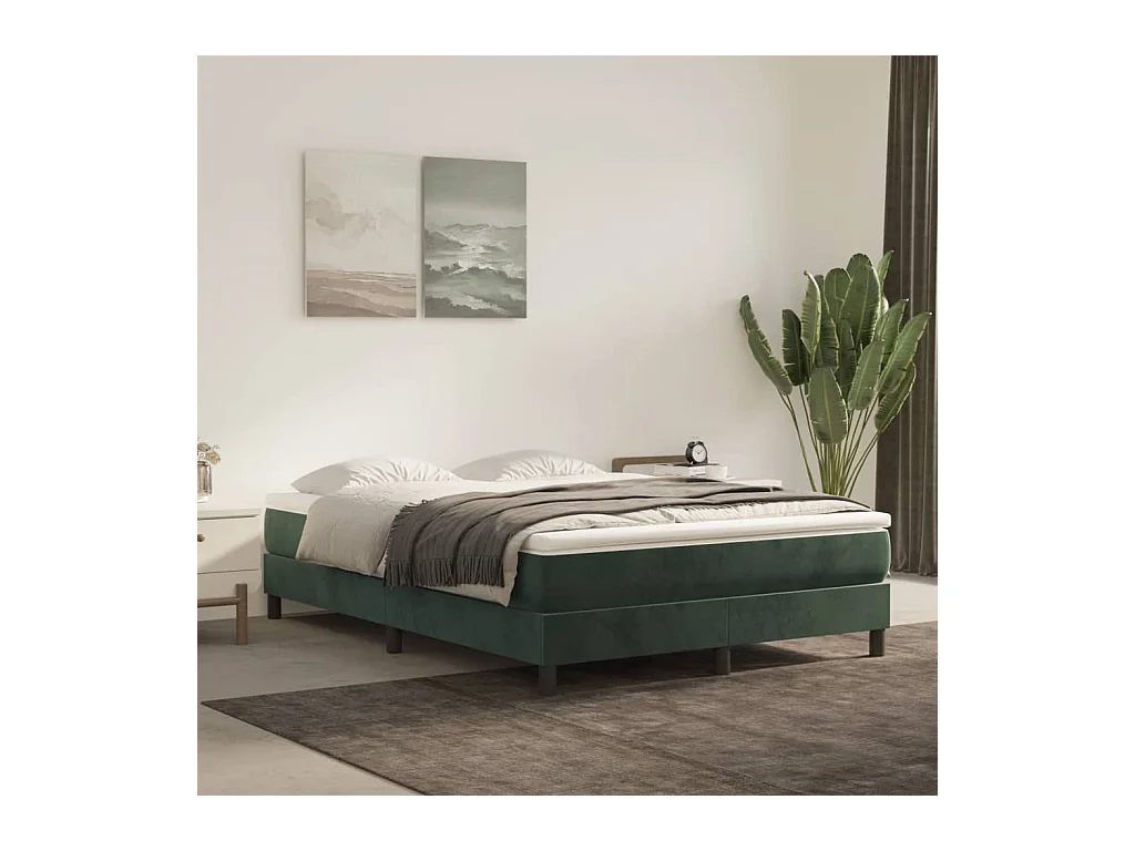 Lit adulte Vert foncé 140x190 cm Velours BE2659