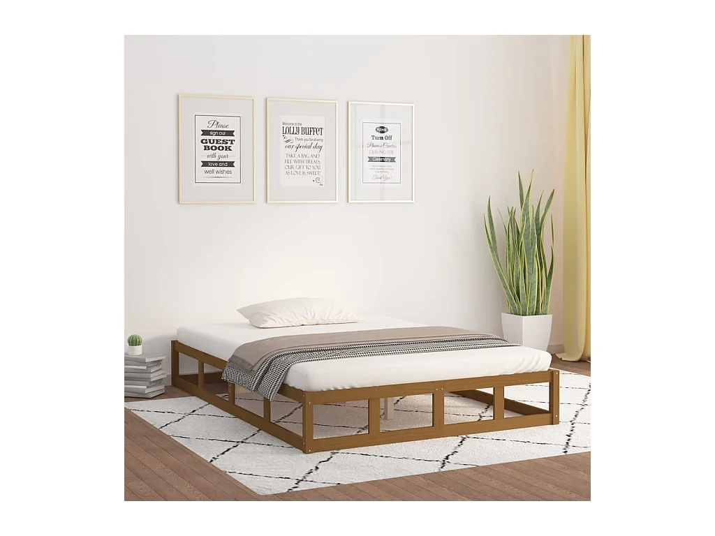 Bedframe massief hout honingbruin 150x200 cm NL93112