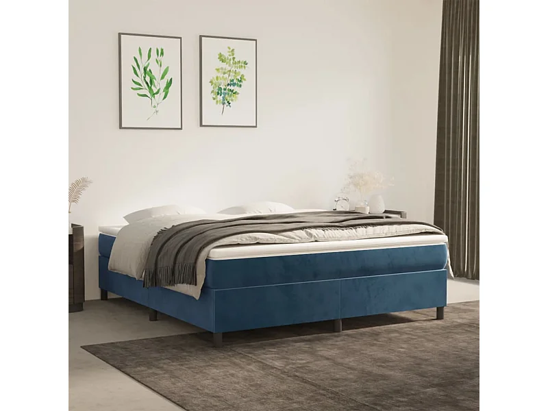 Lit adulte Bleu foncé 180x200 cm Velours BE4602