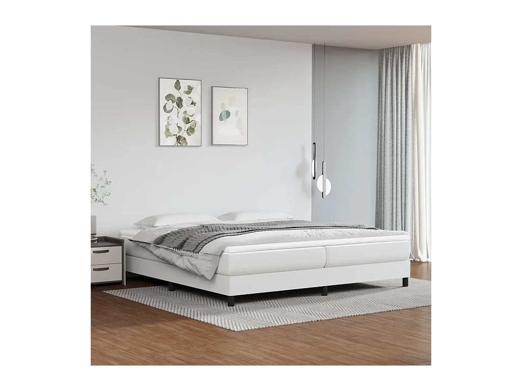 Lit adulte Blanc 200x200 cm Similicuir BE3191
