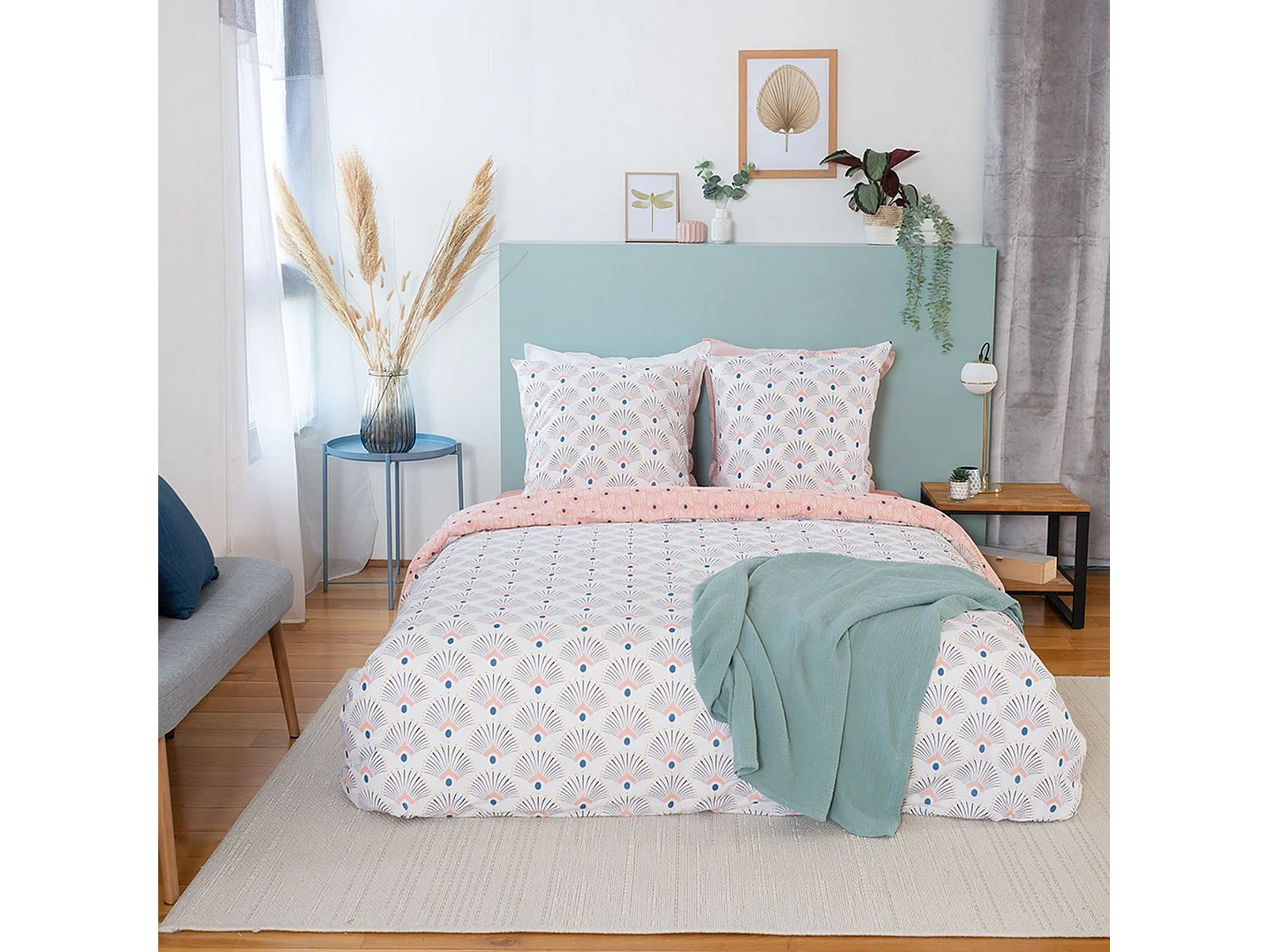 Housse de couette 140x200 + 1 taie d'oreiller 63x63 Coton Bio Mille
