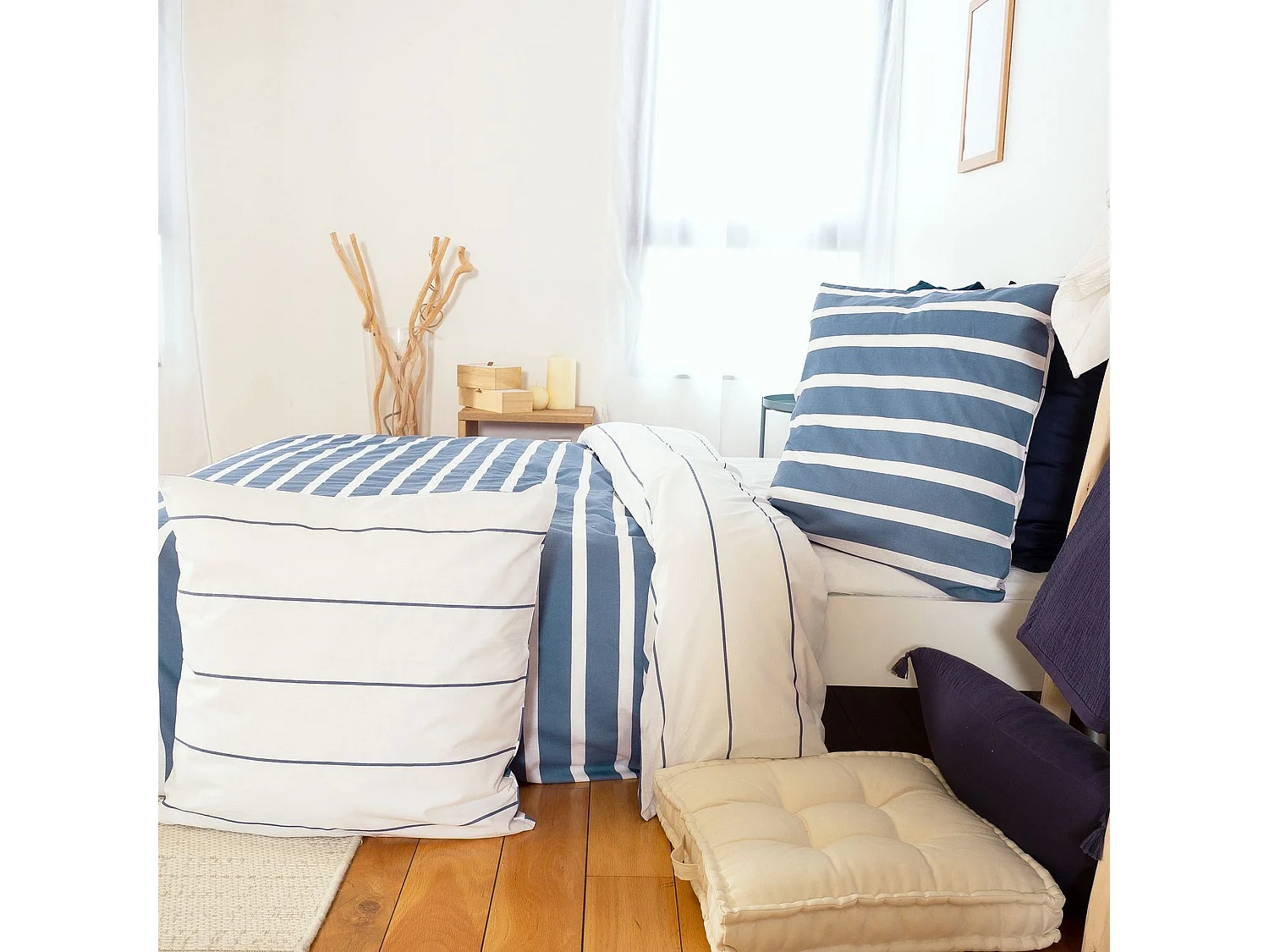 Housse de couette 240x260 + 2 taies d'oreiller 63x63 Coton Stripes