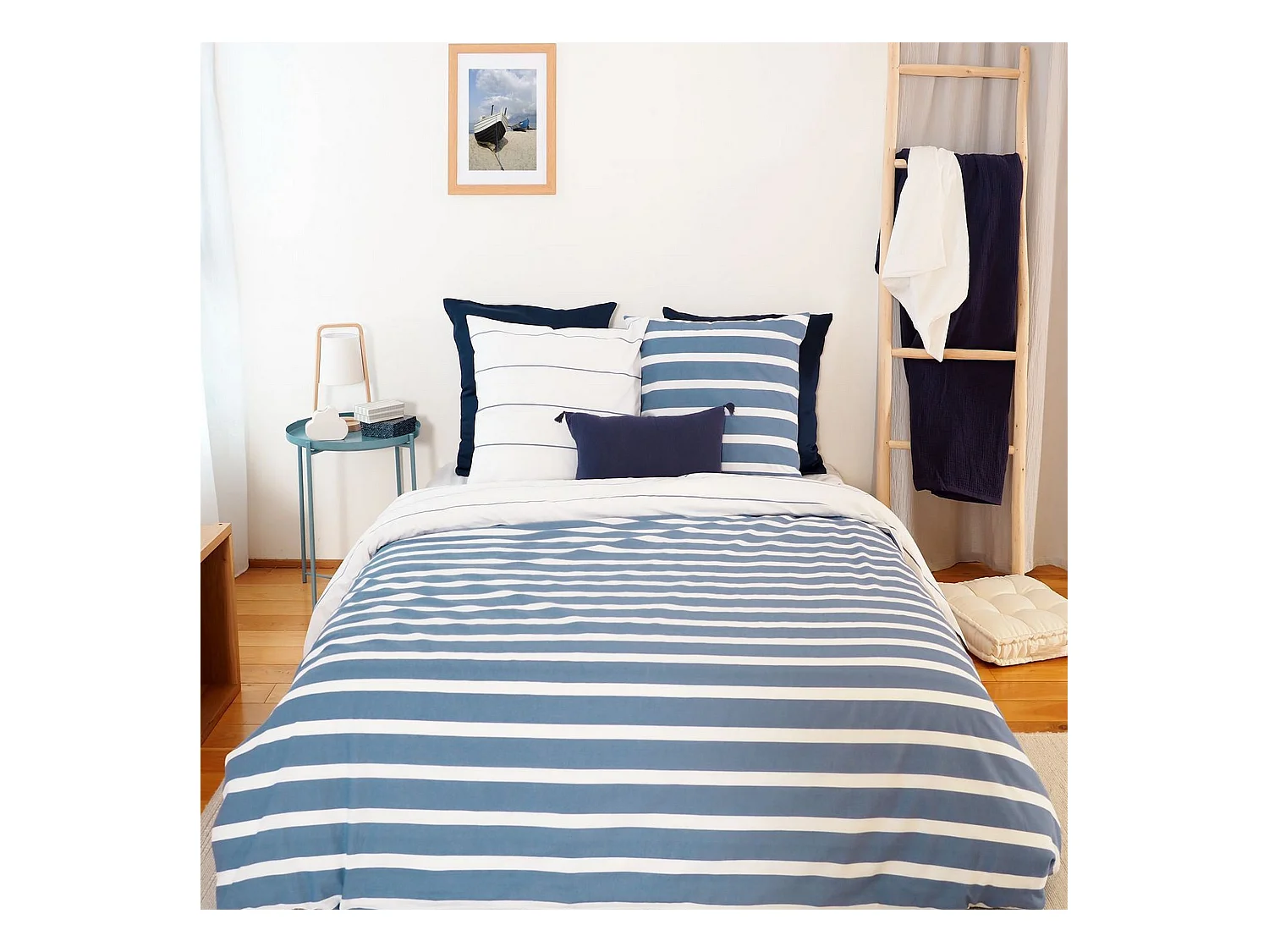 Housse de couette 220x240 + 2 taies d'oreiller 63x63 Coton Stripes