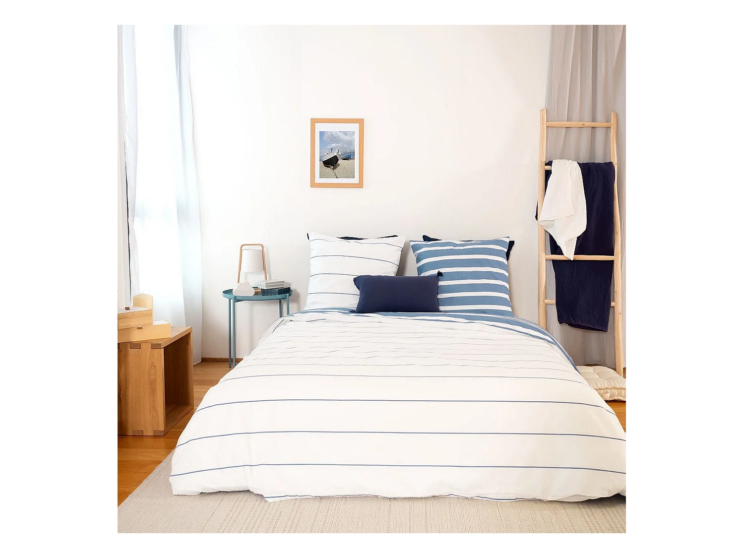 Housse de couette 220x240 + 2 taies d'oreiller 63x63 Coton Stripes