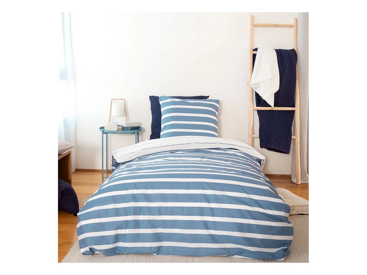 Housse de couette 220x240 + 2 taies d'oreiller 63x63 Coton Stripes