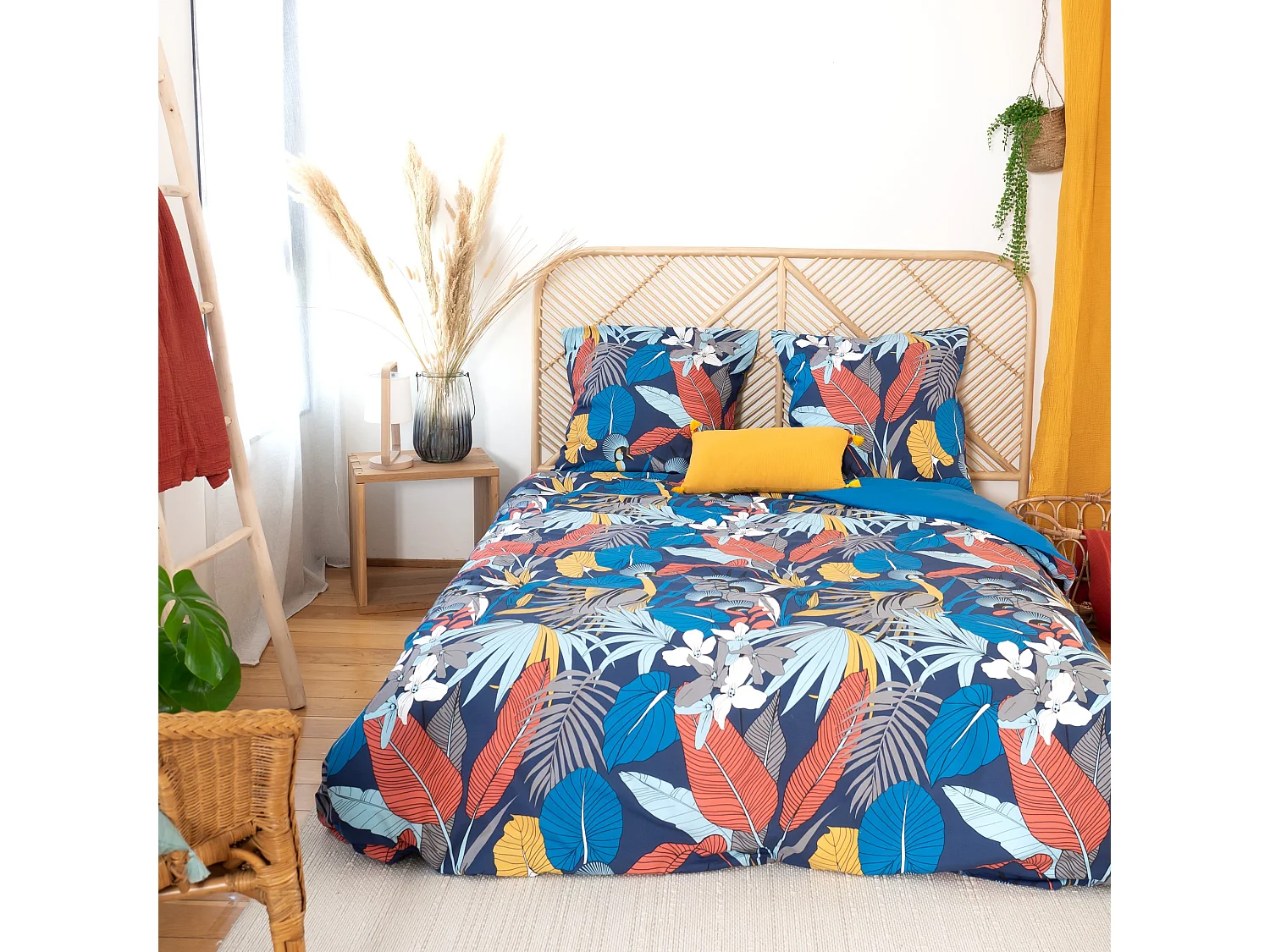 Housse de couette 220x240 + 2 taies d'oreiller 63x63 Satin de Coton Parade