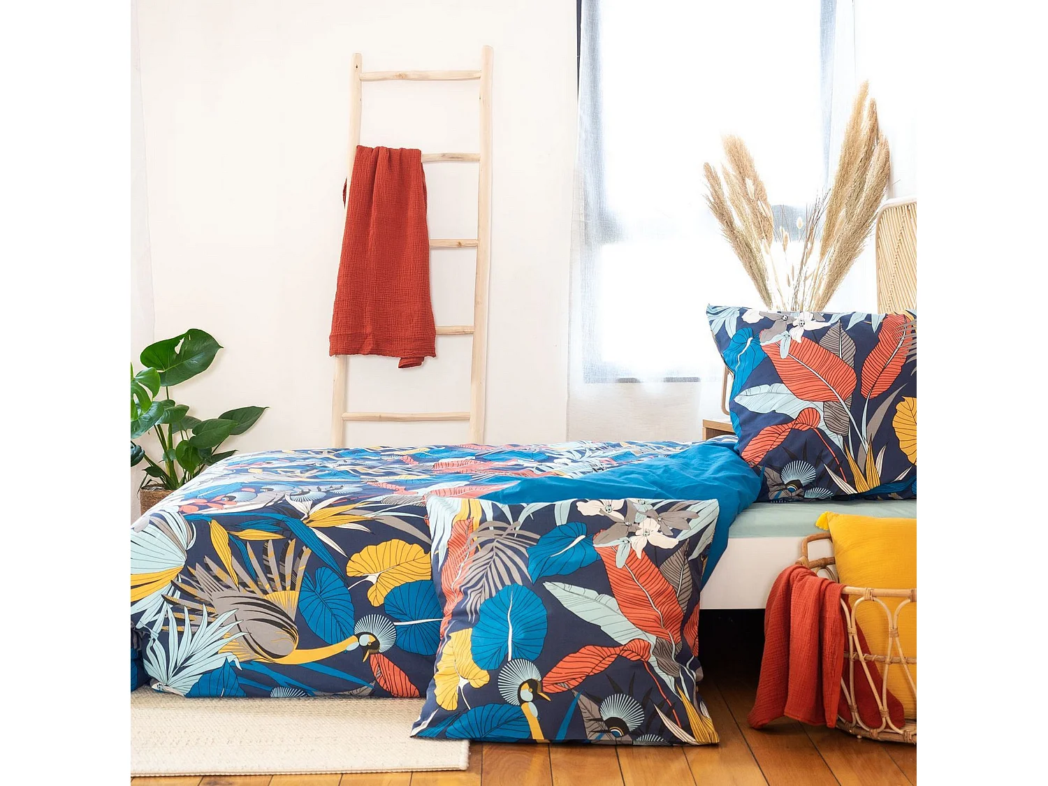 Housse de couette 220x240 + 2 taies d'oreiller 63x63 Satin de Coton Parade