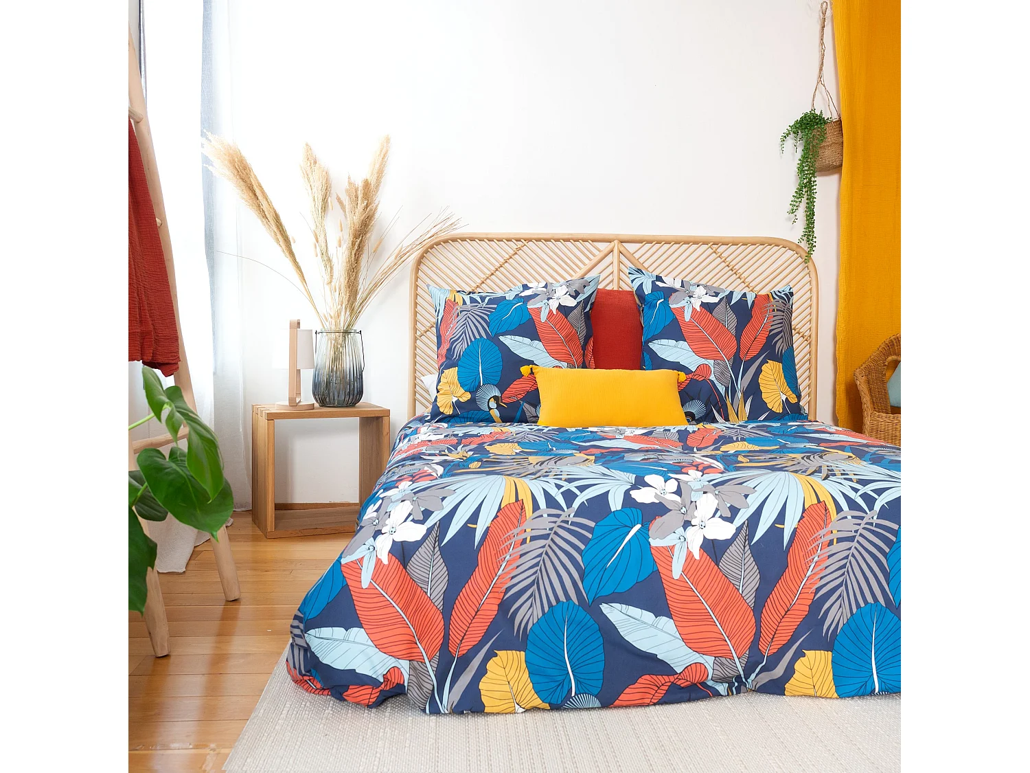 Housse de couette 220x240 + 2 taies d'oreiller 63x63 Satin de Coton Parade