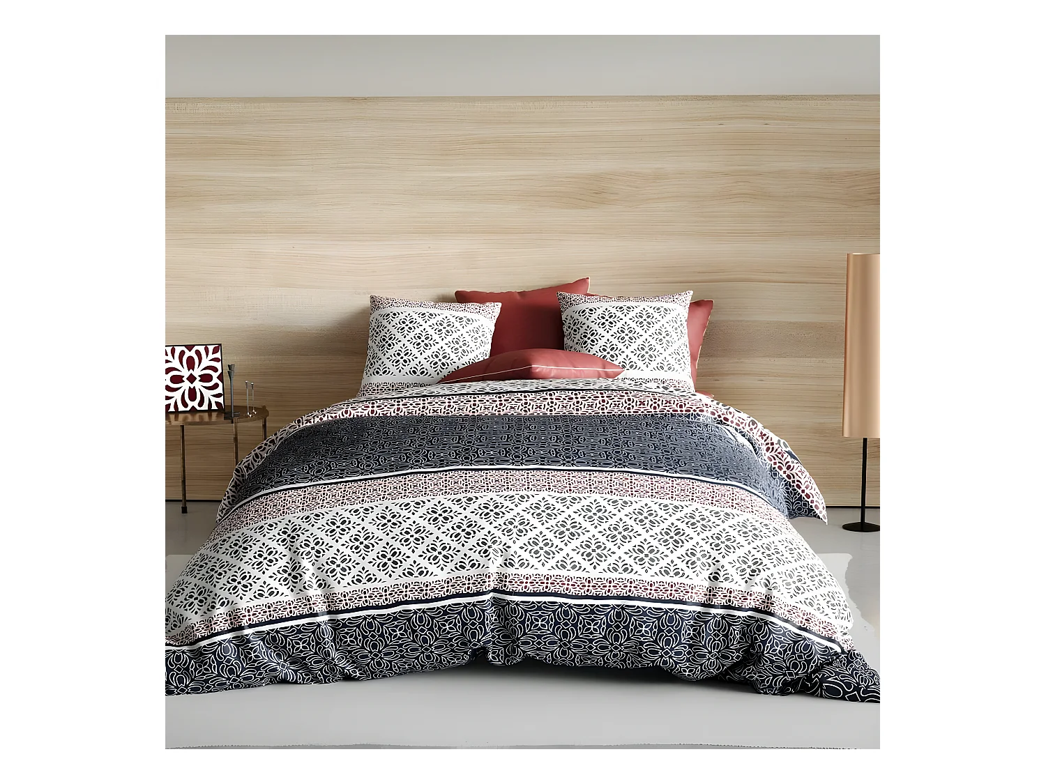 Housse de couette 240x260 cm + 2 taies d'oreiller 65x65 cm Coton Sergio