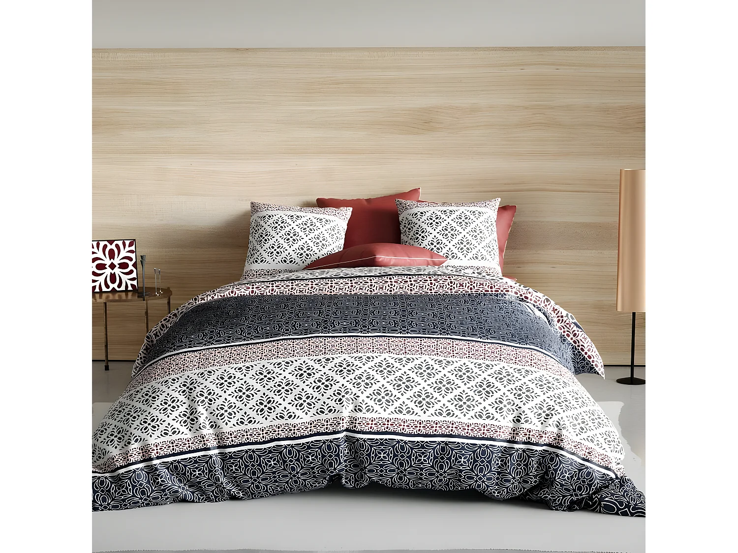 Housse de couette 240x260 cm + 2 taies d'oreiller 65x65 cm Coton Sergio